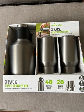 Reduce 3-Pack Metallic Gray Craft Growler Set